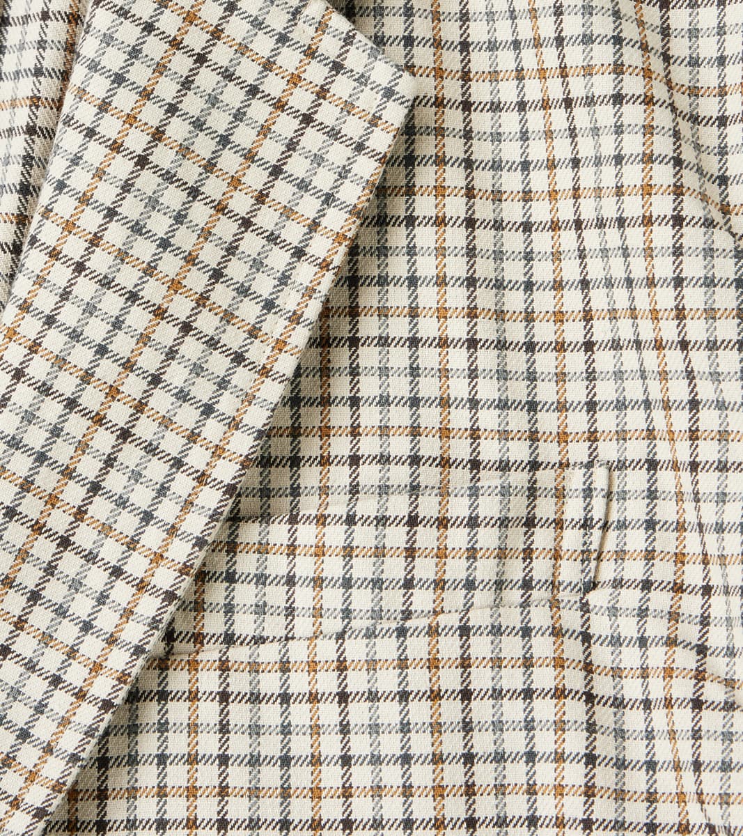Single Breasted 2-Button Jacket - Smoky Plaid Cotton Twill Cloth - Tattersall