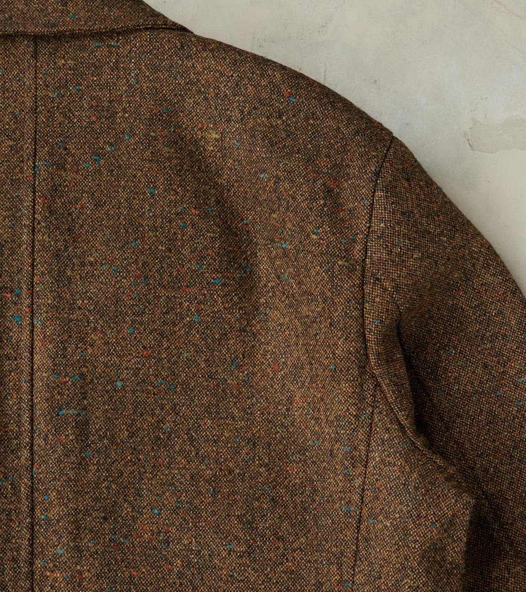 Single Breasted 2-Button Jacket - Neps Virgin Wool Tweed Cloth - Khaki