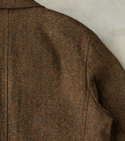 Single Breasted 2-Button Jacket - Neps Virgin Wool Tweed Cloth - Khaki