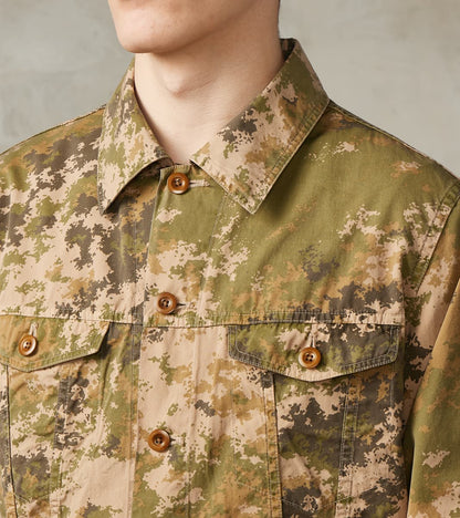 Trucker Jacket - Camo Garment Dye Cotton Cloth - Beige