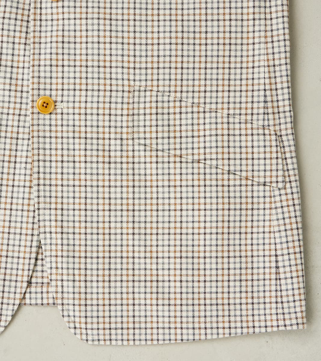 Single Breasted 2-Button Jacket - Smoky Plaid Cotton Twill Cloth - Tattersall