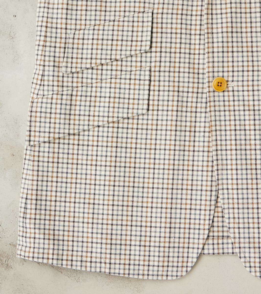 Single Breasted 2-Button Jacket - Smoky Plaid Cotton Twill Cloth - Tattersall
