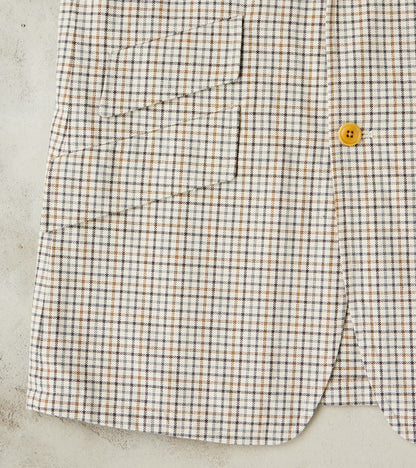 Single Breasted 2-Button Jacket - Smoky Plaid Cotton Twill Cloth - Tattersall
