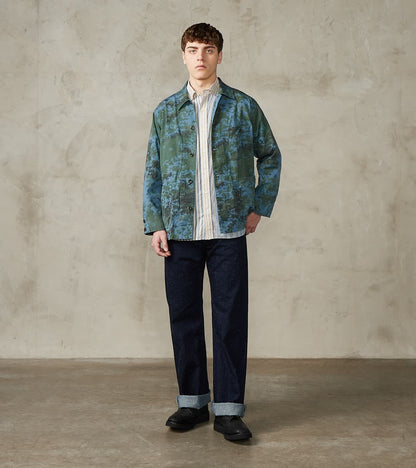 Cover All Jacket - Camo Garment Dye Cotton Cloth - Blue