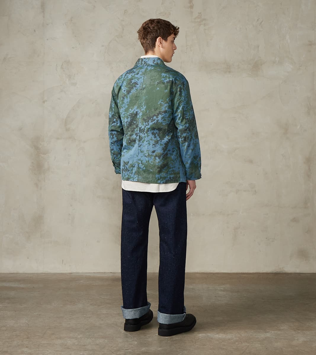 Cover All Jacket - Camo Garment Dye Cotton Cloth - Blue