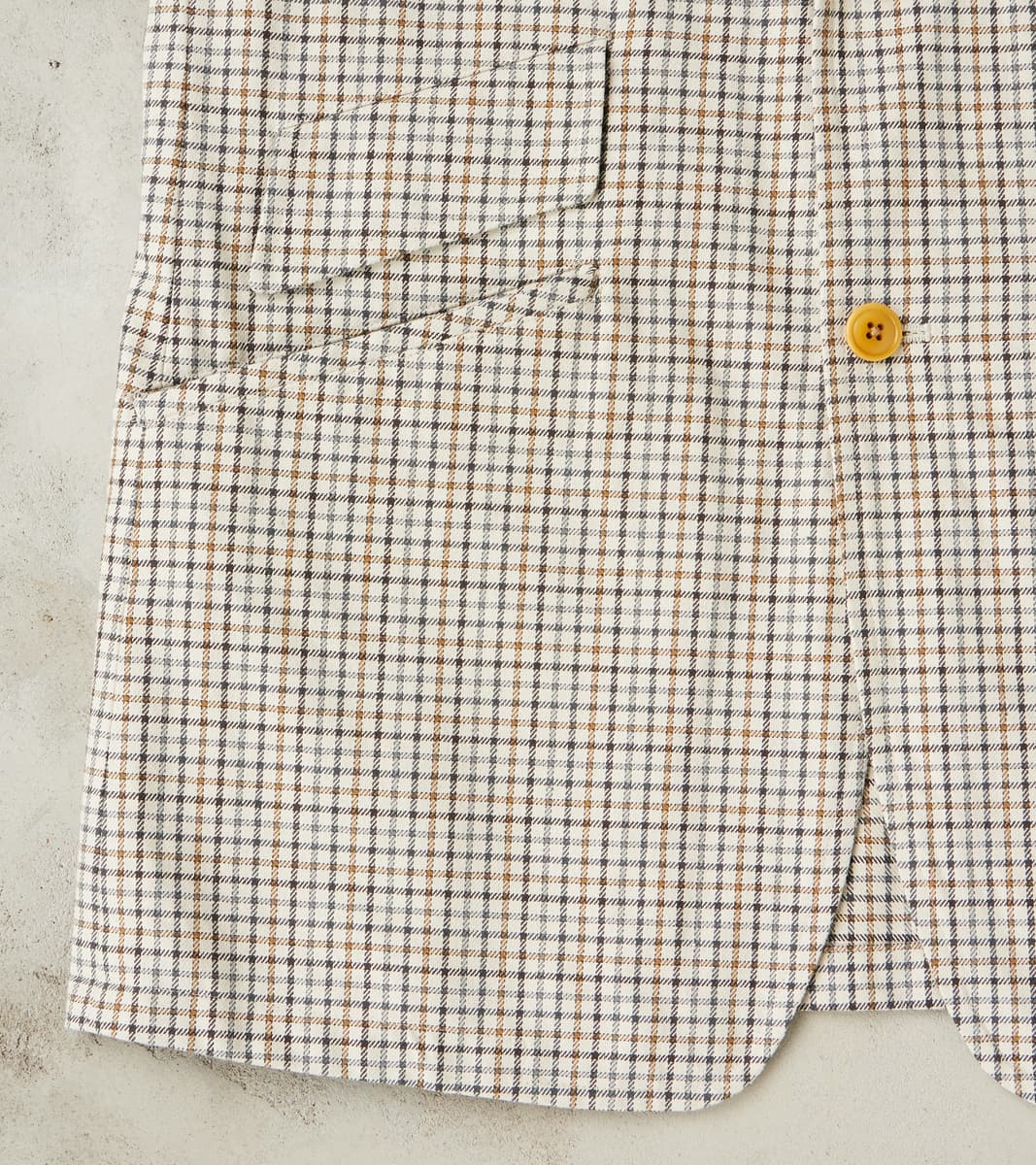 Single Breasted 2-Button Jacket - Smoky Plaid Cotton Twill Cloth - Tattersall