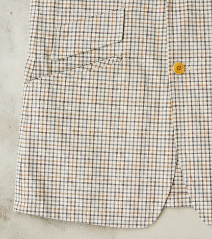 Single Breasted 2-Button Jacket - Smoky Plaid Cotton Twill Cloth - Tattersall