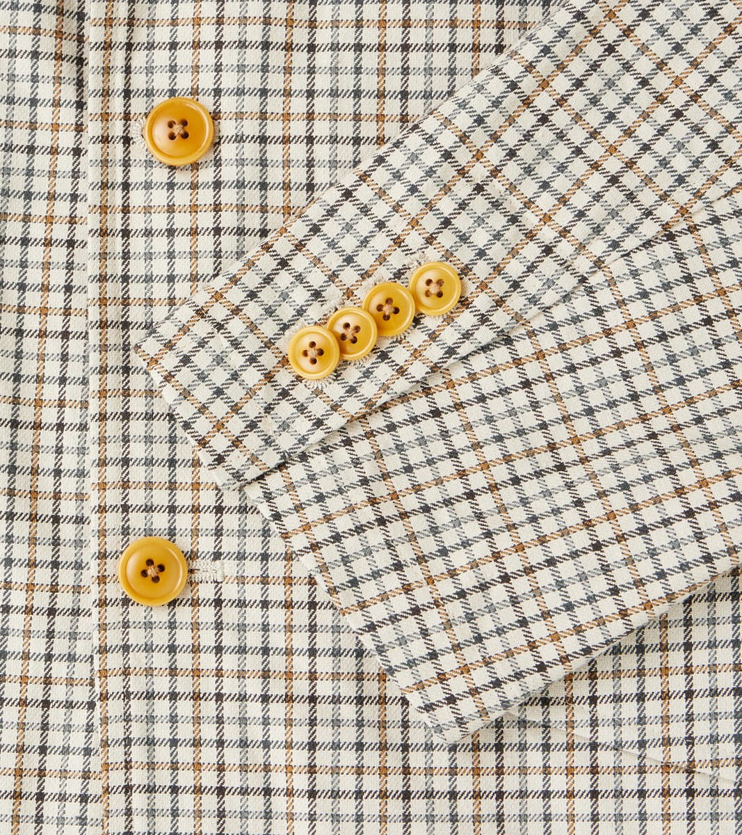 Single Breasted 2-Button Jacket - Smoky Plaid Cotton Twill Cloth - Tattersall