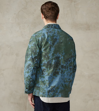 Cover All Jacket - Camo Garment Dye Cotton Cloth - Blue
