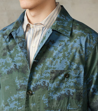 Cover All Jacket - Camo Garment Dye Cotton Cloth - Blue