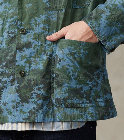 Cover All Jacket - Camo Garment Dye Cotton Cloth - Blue