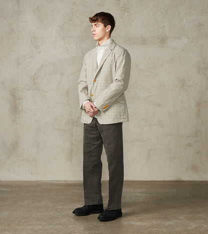 ts(s) Single Breasted 2-Button Jacket - Smoky Plaid Cotton Twill Cloth…