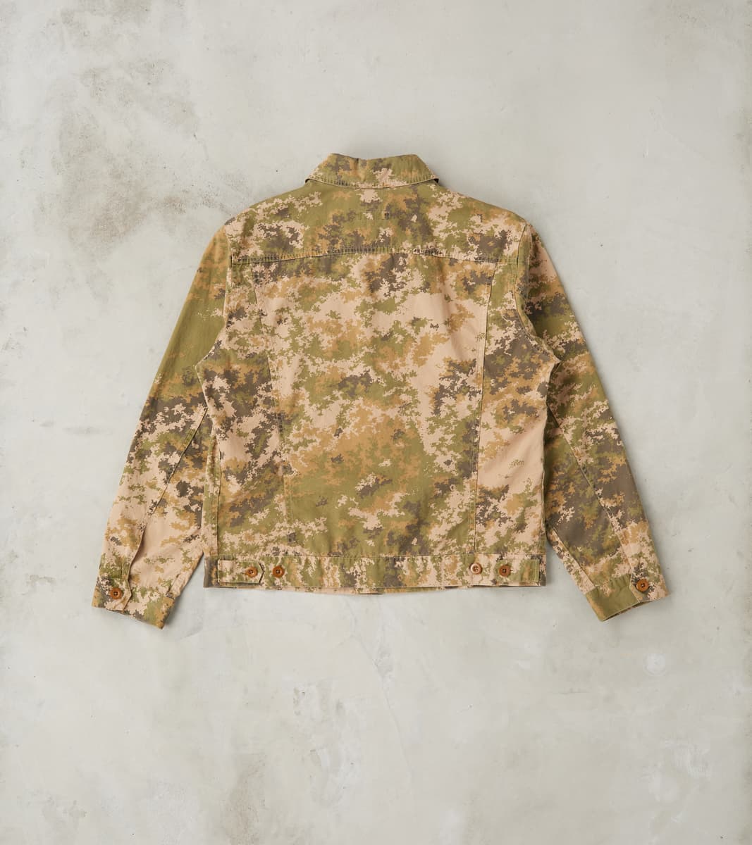 Trucker Jacket - Camo Garment Dye Cotton Cloth - Beige