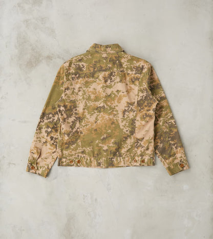 Trucker Jacket - Camo Garment Dye Cotton Cloth - Beige