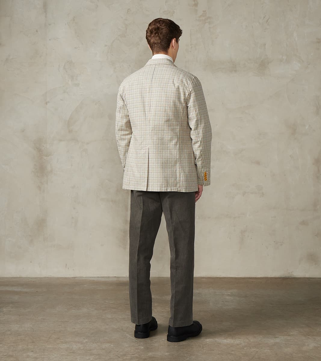 Single Breasted 2-Button Jacket - Smoky Plaid Cotton Twill Cloth - Tattersall