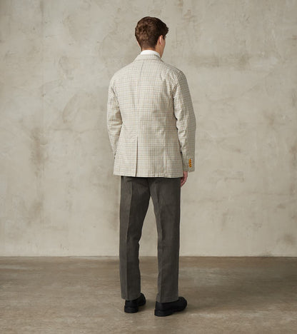 Single Breasted 2-Button Jacket - Smoky Plaid Cotton Twill Cloth - Tattersall
