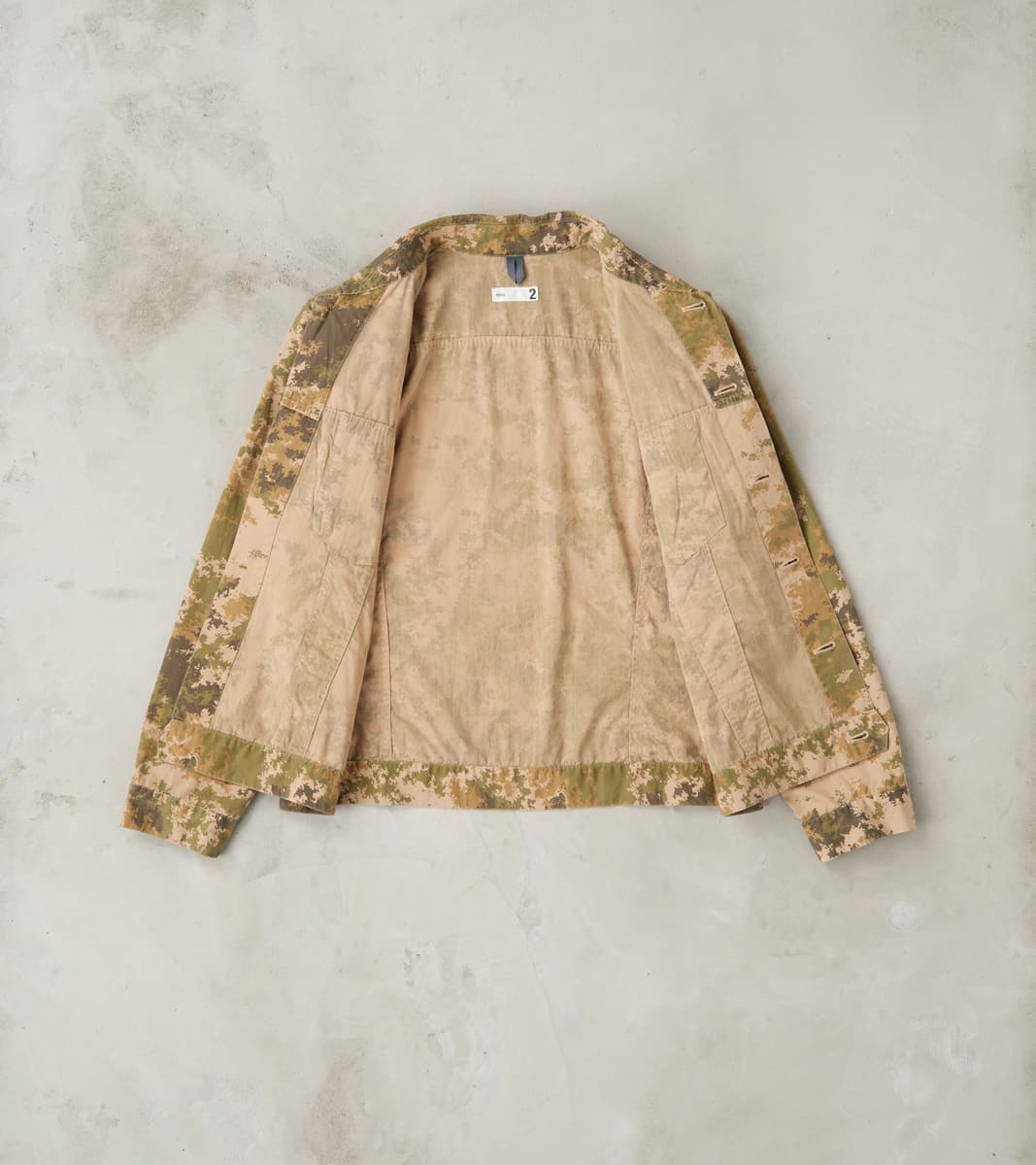 Trucker Jacket - Camo Garment Dye Cotton Cloth - Beige