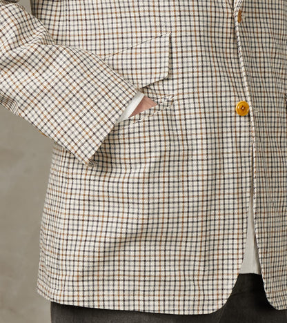 Single Breasted 2-Button Jacket - Smoky Plaid Cotton Twill Cloth - Tattersall