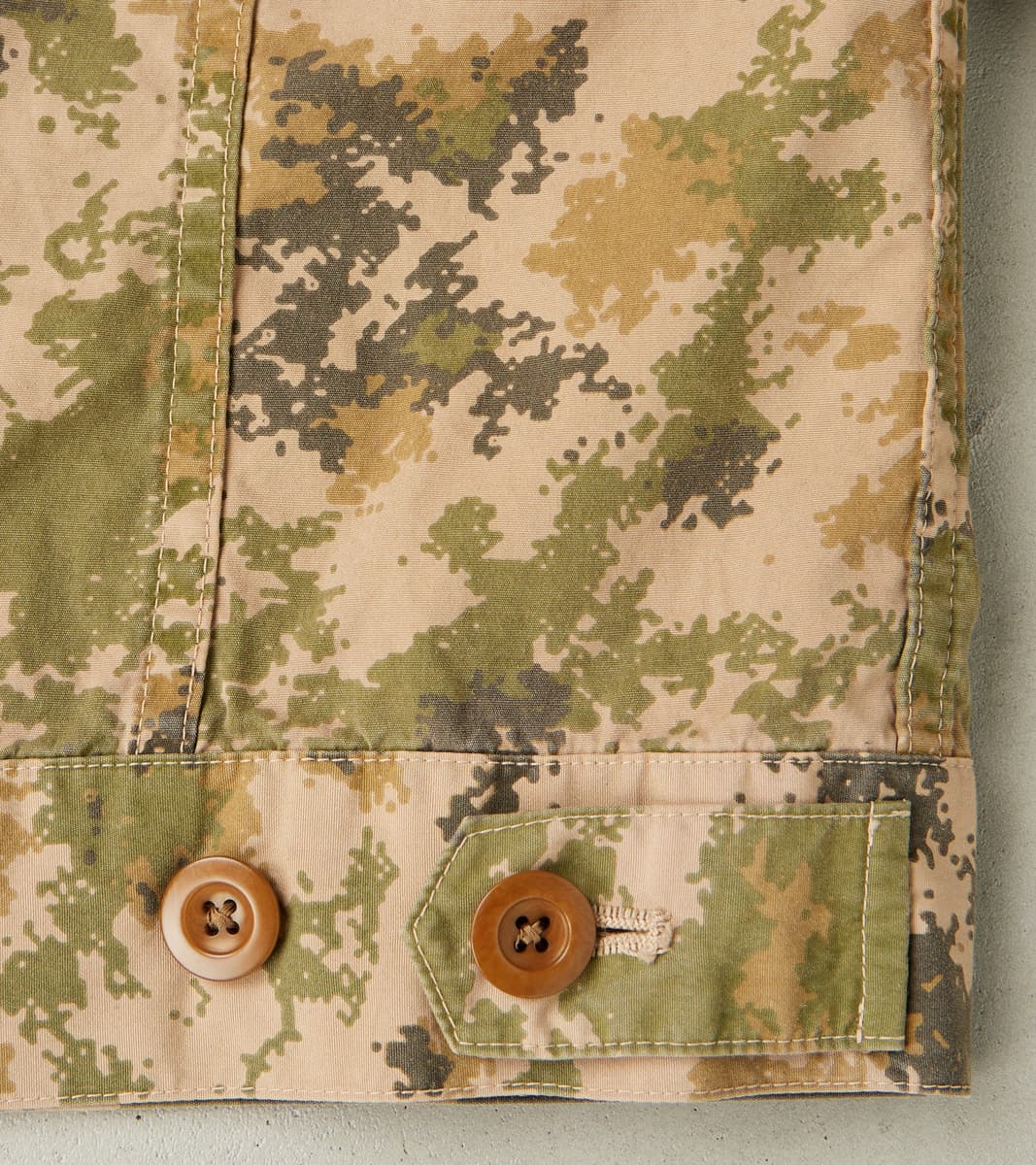 Trucker Jacket - Camo Garment Dye Cotton Cloth - Beige