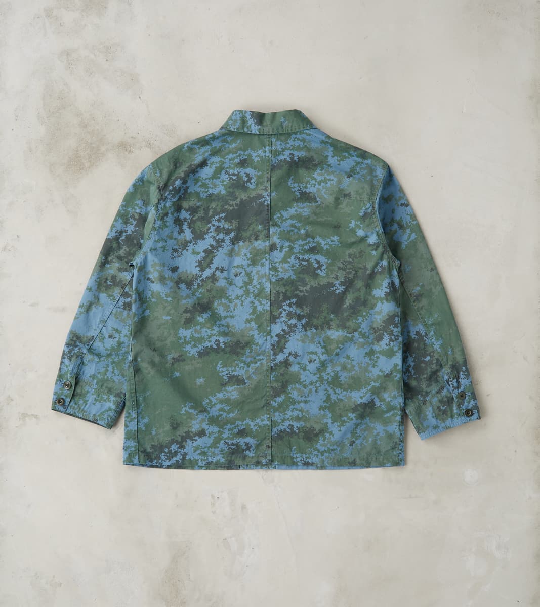 Cover All Jacket - Camo Garment Dye Cotton Cloth - Blue