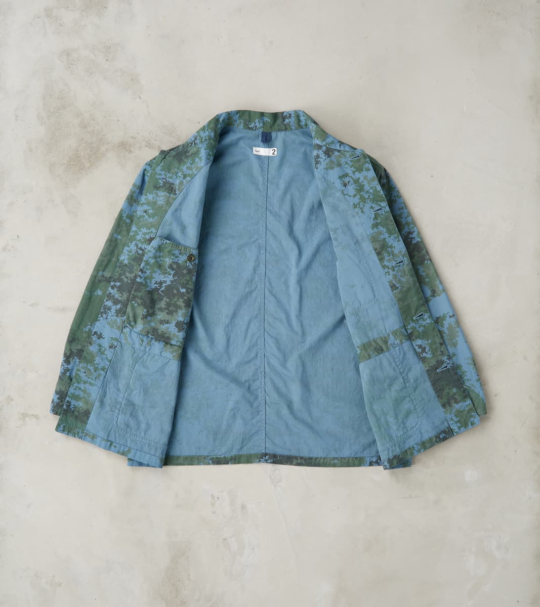 Cover All Jacket - Camo Garment Dye Cotton Cloth - Blue