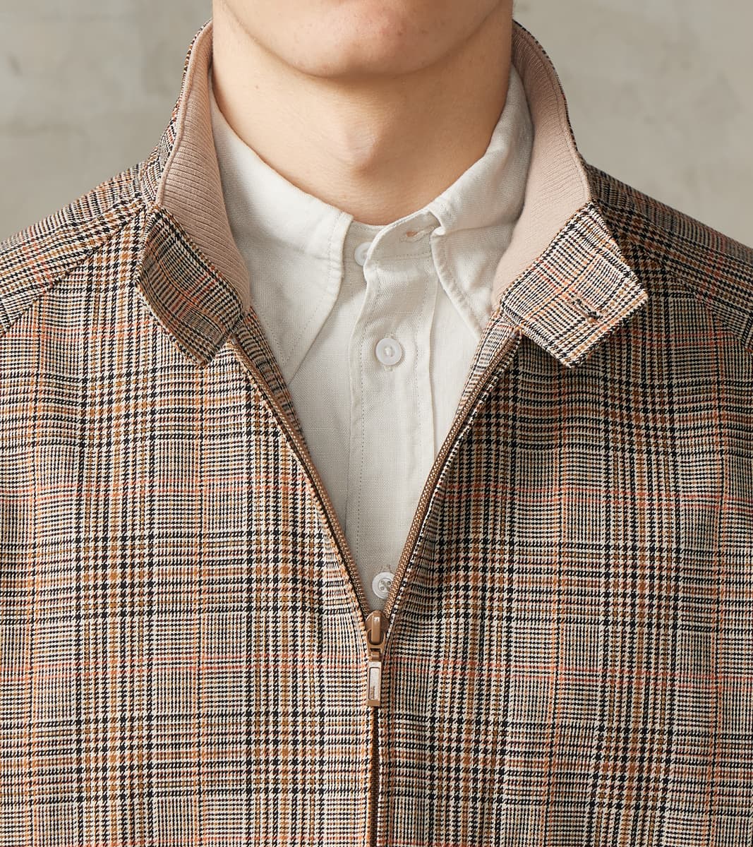 Harrington Jacket - Smoky Plaid Cotton Twill Cloth - Glenplaid