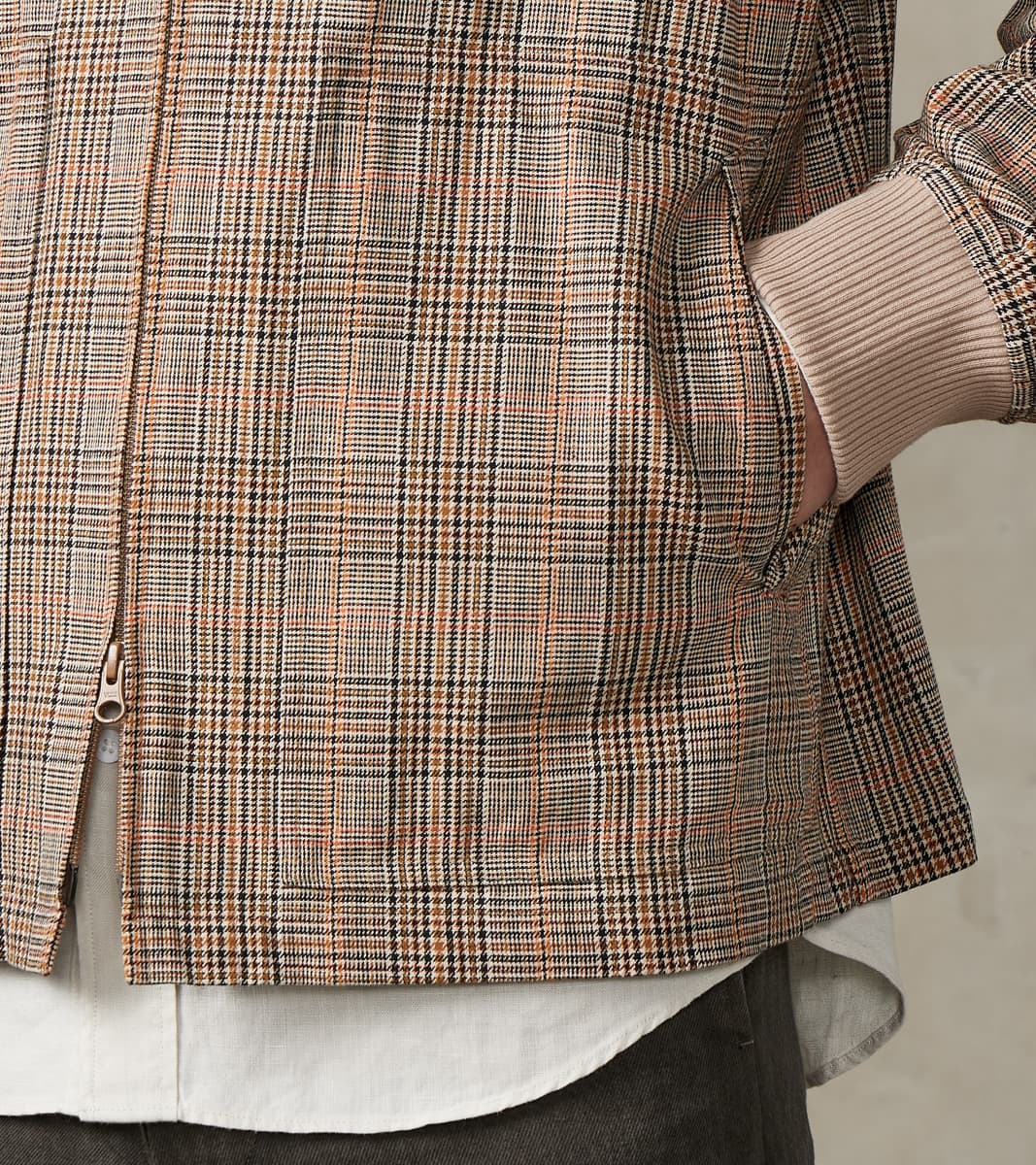 Harrington Jacket - Smoky Plaid Cotton Twill Cloth - Glenplaid
