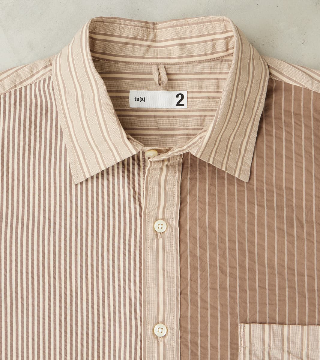 Baggy Fit Short Sleeve Crazy Shirt - Organic Cotton Seersucker Cloth - Brown