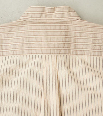 Baggy Fit Short Sleeve Crazy Shirt - Organic Cotton Seersucker Cloth - Brown