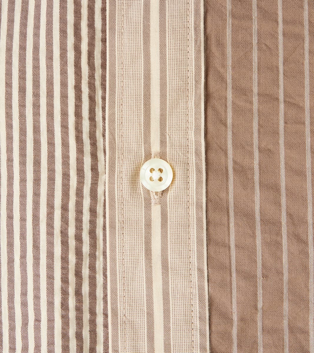 Baggy Fit Short Sleeve Crazy Shirt - Organic Cotton Seersucker Cloth - Brown