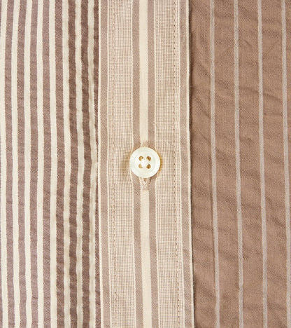 Baggy Fit Short Sleeve Crazy Shirt - Organic Cotton Seersucker Cloth - Brown