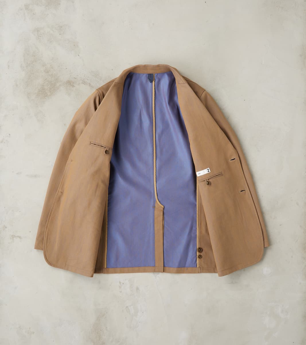 Single Breasted 2-Button Jacket - Cotton Recycled Polyester Twill - Khaki