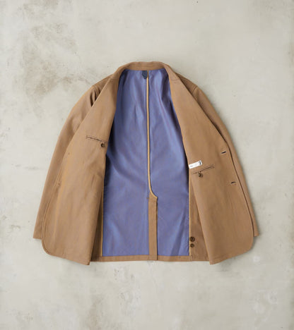 Single Breasted 2-Button Jacket - Cotton Recycled Polyester Twill - Khaki