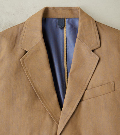 Single Breasted 2-Button Jacket - Cotton Recycled Polyester Twill - Khaki
