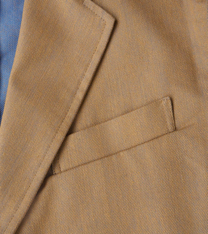 Single Breasted 2-Button Jacket - Cotton Recycled Polyester Twill - Khaki