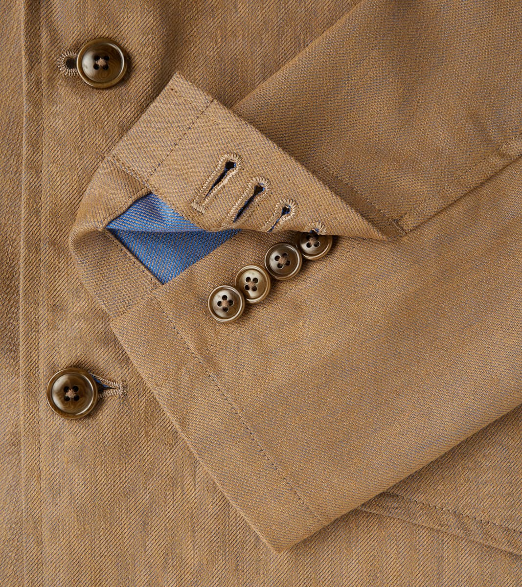 Single Breasted 2-Button Jacket - Cotton Recycled Polyester Twill - Khaki