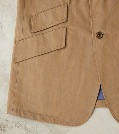 Single Breasted 2-Button Jacket - Cotton Recycled Polyester Twill - Khaki