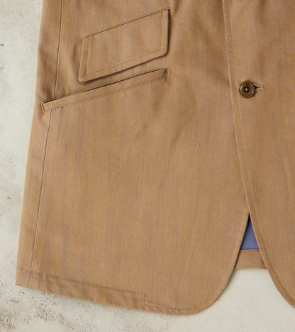 Single Breasted 2-Button Jacket - Cotton Recycled Polyester Twill - Khaki