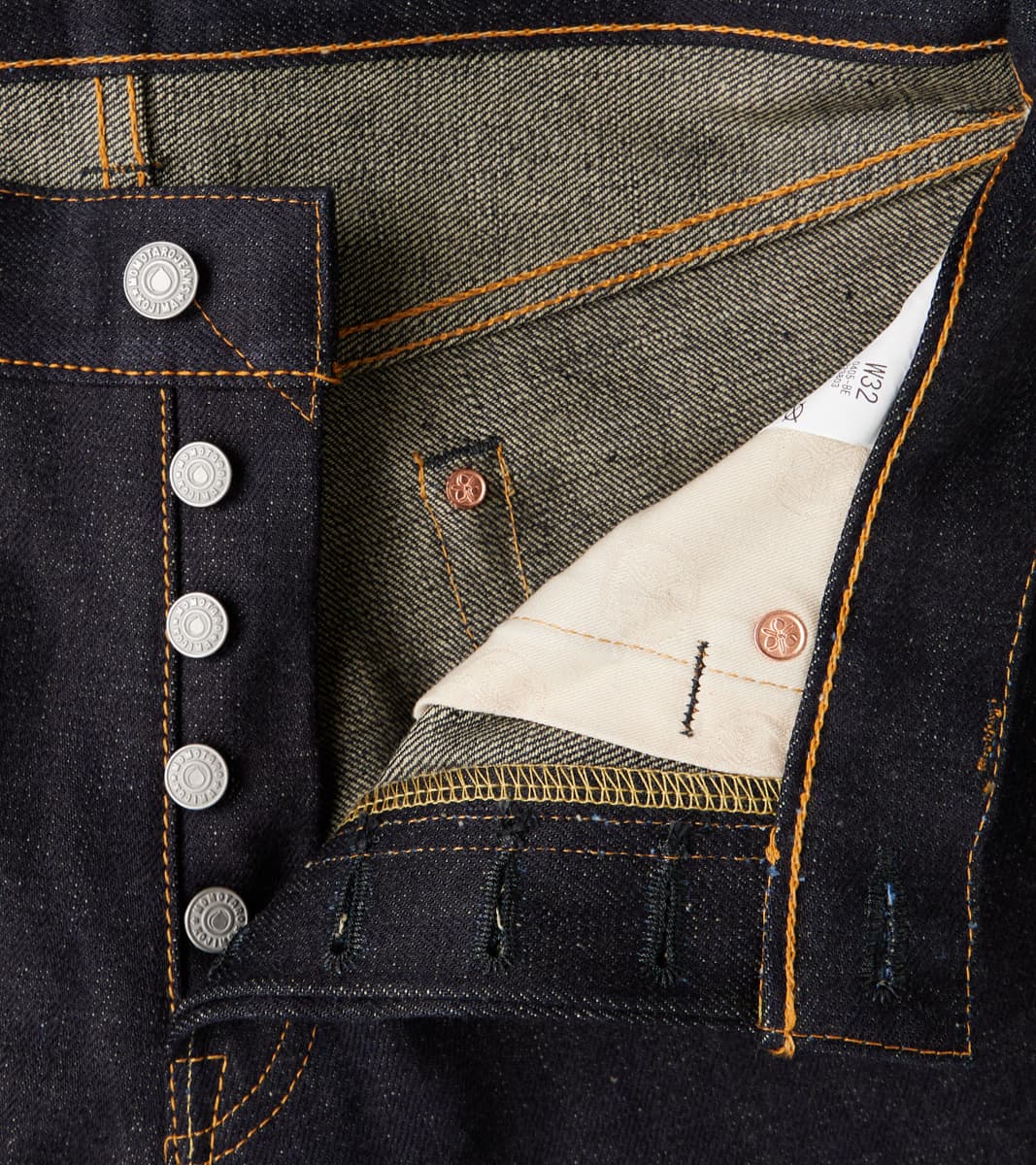 Division Road Momotaro Jeans - 0405-BE - High Tapered - 18oz Indigo x Beige