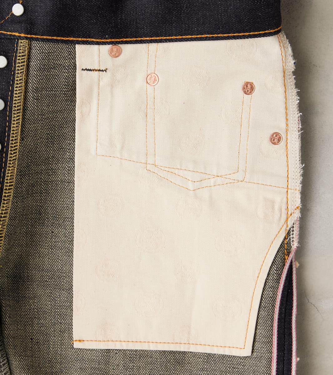 Division Road Momotaro Jeans - 0405-BE - High Tapered - 18oz Indigo x Beige